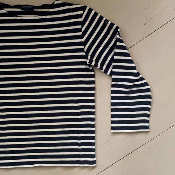 Saint James Navy & Ecru Tee Size Small - Picture 2 of 6